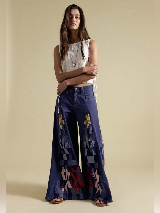 We The Free Denim - Free People Kaleidoscope Wide Leg Jeans We The Free Patchwork Starry Night